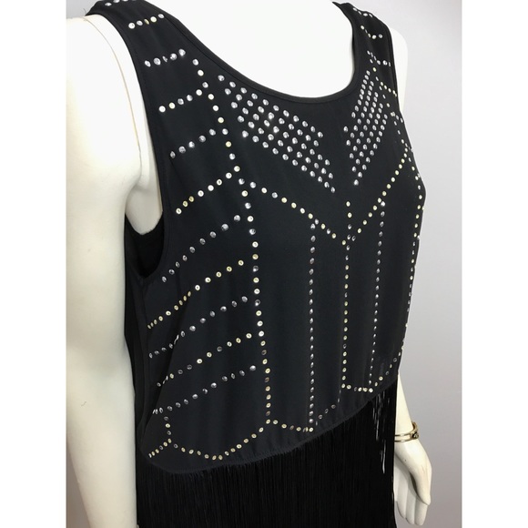 SOLD H&M Sleeveless Black Fringe Bedazzled Top - Picture 6 of 8